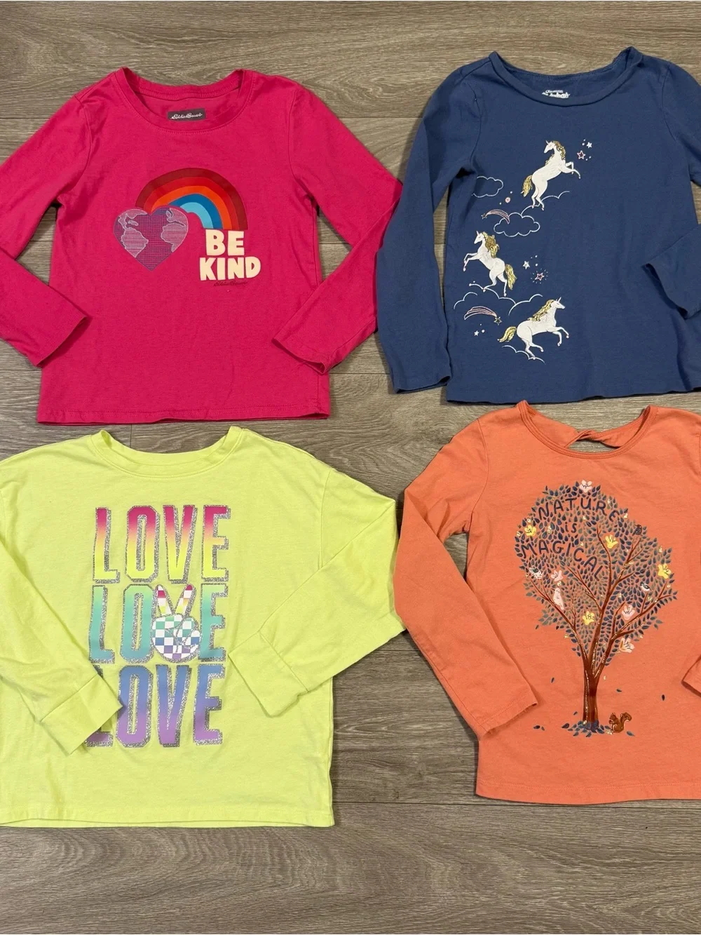 Lot Of 4 Girls Long Sleeve Tops Kid Size 7 Carters Eddie Bauer OshKosh
